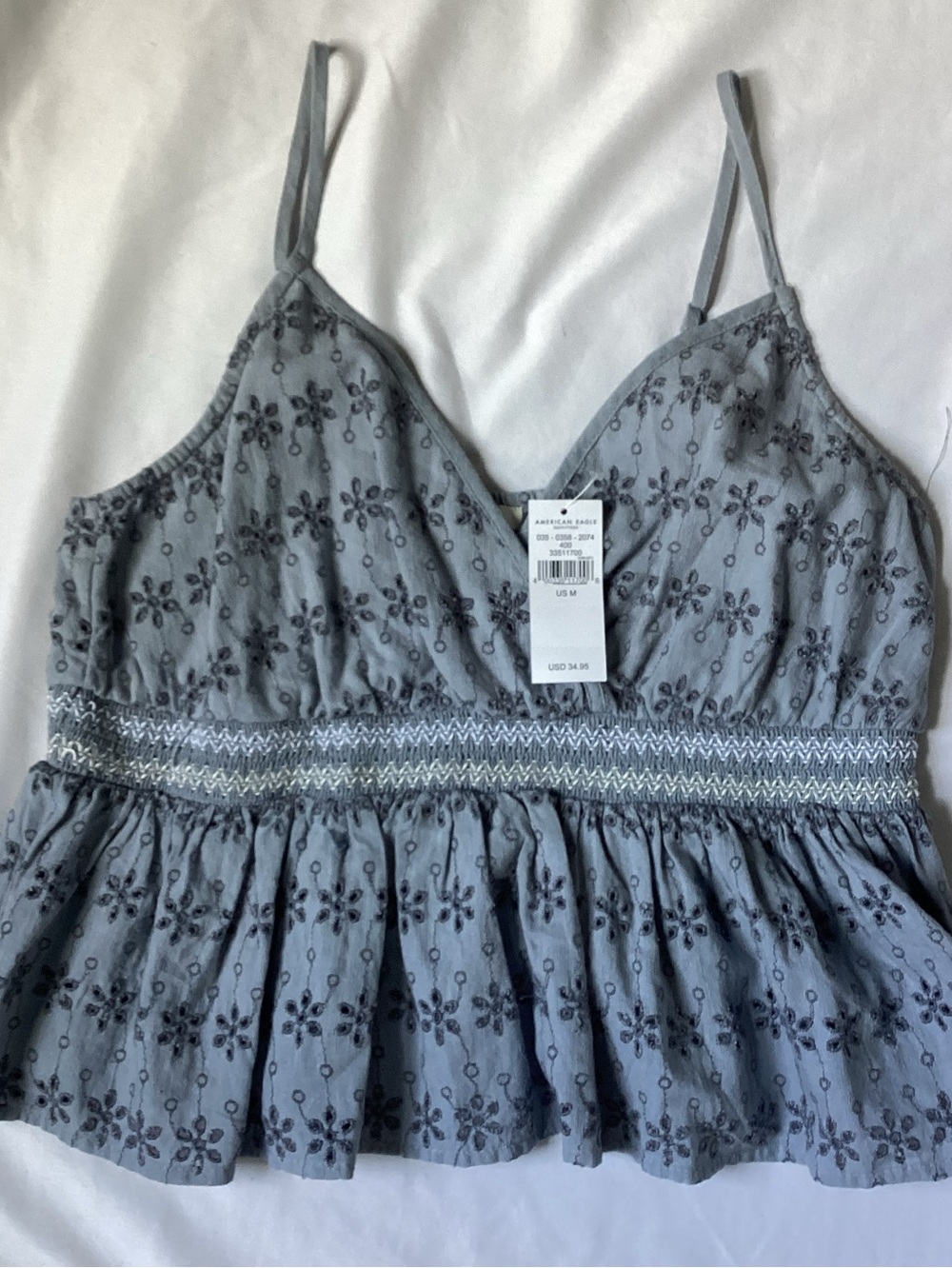American Eagle Ladies Spaghetti Strap Eyelet Top Size M NWT